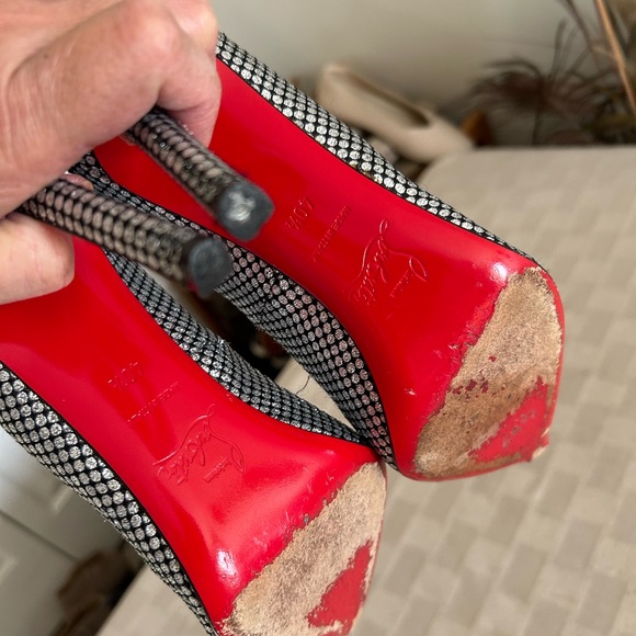 Christian Louboutin Pigalle 120 Pumps In Black & Silver Omicron - Picture 13 of 14